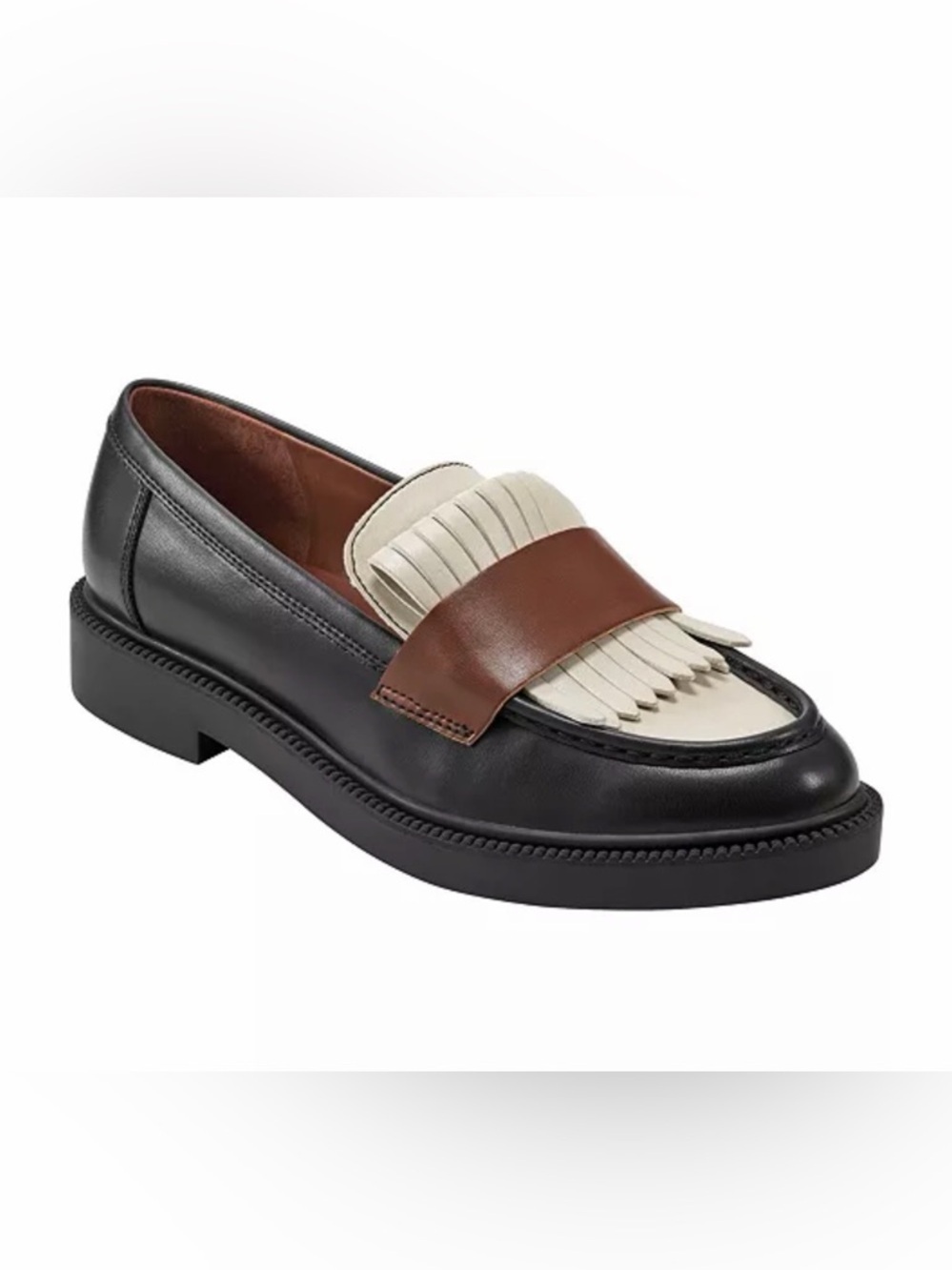 Marc Fisher Calixy Loafers Womens 8.5‎ Black Leather Fringe Slip On Penny Style